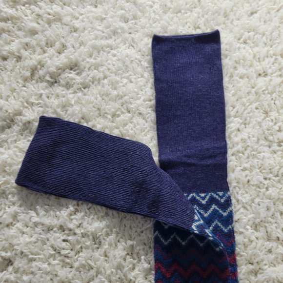 Over The Knee Socks Wool Chevron Stripe Long Boot Socks Boot Socks Blue - Picture 3 of 9
